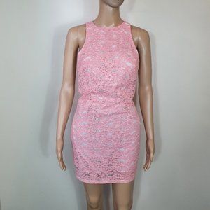 Bec & Bridge floral lace mini dress pink Sze 6 racerback tank cut out cocktail